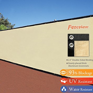 Fence4ever 8' x 50' 3rd Gen Tan Beige Fence Privacy Screen Windscreen Shade Fabric Mesh Tarp (Aluminum Grommets)