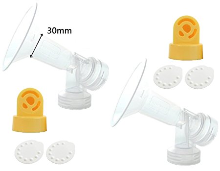 One-piece Breastshields, Valves and Membranes for Medela Pump In Style, Lactina, Symphony, and Swing Breastpumps. (Breastshield XL (30mm))