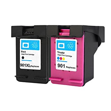 ESTON Pack of 2 # 901XL Ink Cartridge Replacemennt for 901 XL / 901 (1 Black,1Color)