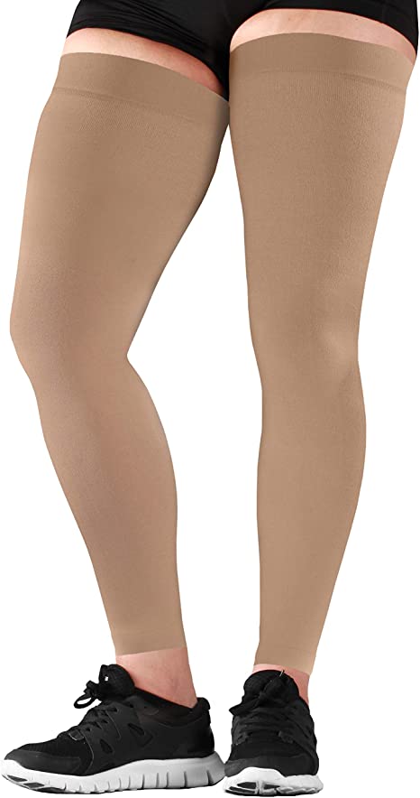 Mojo Compression Stockings Medical Thigh Leg Sleeve Firm 20-30mmHg Beige Large