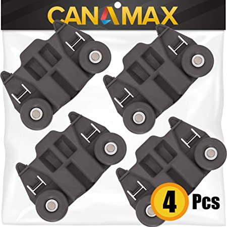 UPGRADED W10195417 Dishwasher Track with STEEL Screws Premium Replacement Part by Canamax - Compatible with Whirlpool Kenmore Dish Racks - Replaces AP4538395 PS2579553 WPW10195417 - PACK OF 4