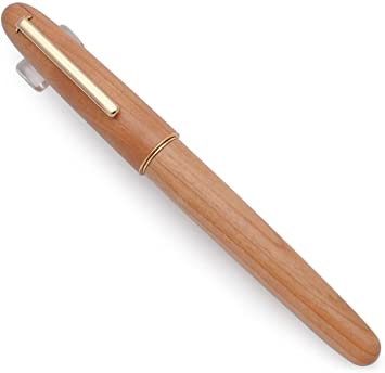 JINHAO 9036 Natural Wood Fountain Pen Handmade Ink Pen (Medium Nib 0.7mm, Cherry Wood)