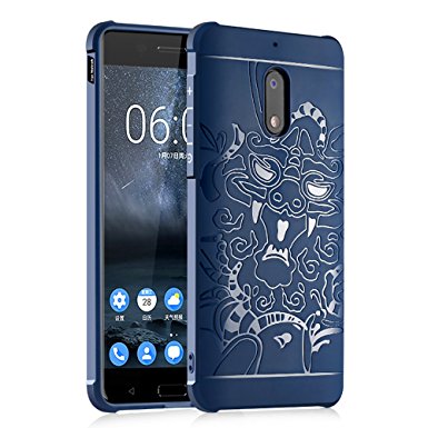Nokia 6 Case, Nokia Six Case, YSAGi Soft TPU With Special Dragon Pattern Design, Full-Body Airbag protection, Resilient Shock Absorption For Nokia 6 (Deep-Blue)