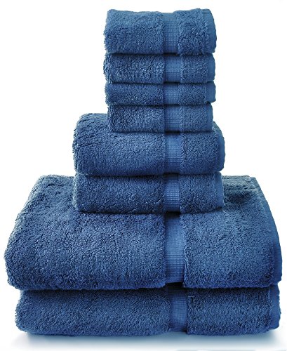 8 Piece Turkish Luxury 100% Genuine Turkish Cotton Towel Set (Wedgewood) - Eco Friendly, 2 Bath Towels, 2 Hand Towels, 4 Wash Clothes by Turkuoise Turkish Towel