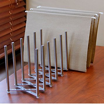 Adjustable Table Desk Top File Magazine Holder Stacking Sorter 8 Sectional Extends up to 28" Length Stainless Steel
