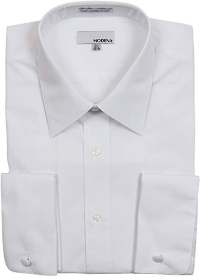 Modena Men’s Regular & Contemporary (Slim) Fit French Cuff Solid Dress Shirt – Colors (All Sizes)