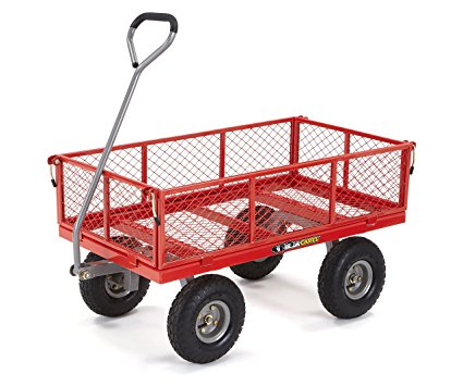 Gorilla Carts GOR800-COM Steel Utility Cart with Removable Sides, 800-Pound Capacity, Red