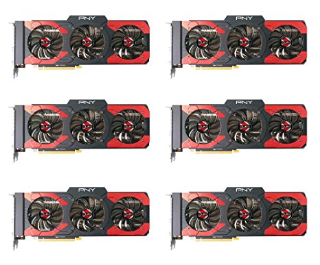 6 Packs of PNY GeForce GTX 1080 8GB XLR8 Gaming Overclocked Graphic Card (VCGGTX10808XGPB-OC) for Crypto Coin ETH Ethereum Zcash ZEC Bitcoin Mining Rig