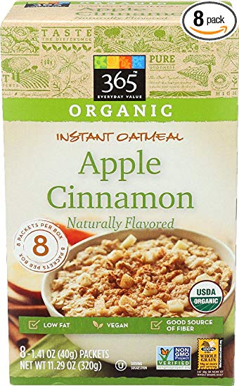 365 Everyday Value, Organic Instant Oatmeal Apple Cinnamon, 1.41 oz, 8 ct