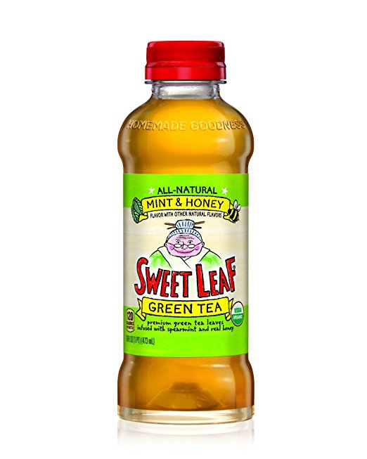 Sweet Leaf USDA-Certified Organic Iced Tea, Mint and Honey Green Tea 16-ounce plastic bottles (Pack of 12)