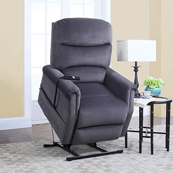 Divano Roma Furniture - Classic Plush Power Lift Recliner Living Room Chair (Blue)