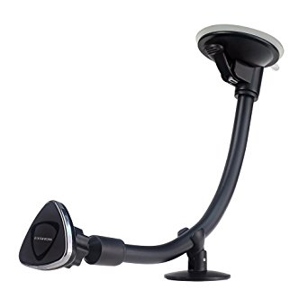 EXSHOW Magnetic Windshield Mount with 12 inch Aluminum Long Arm for Cell Phones and Mini Tablets(Black)