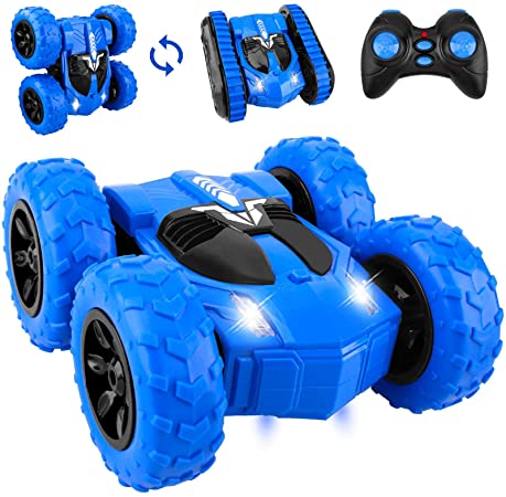 Vooteen RC Stunt Car, 4WD 2.4GHz Remote Control Car, 2 in 1 Tire Switching Double Sided Rotation 360° Flips for 4-7,8-12 Year Old Boy Toys