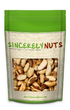 Sincerely Nuts Raw Brazil Nuts Whole and Unsalted No Shell - One 1 Lb Bag - Insanely Scrumptious and Fresh - Filled With Antioxidants - Kosher