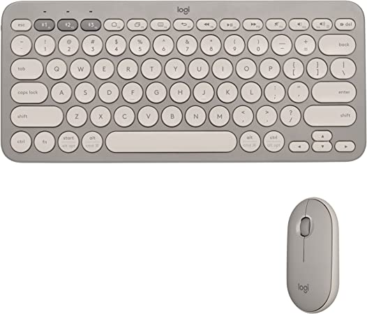 Logitech K380   M350 Wireless Keyboard and Mouse Combo - Slim Portable Design, Quiet Clicks, Long Battery Life, Bluetooth, Easy-Switch, Windows, Mac, iPadOS, Chrome OS Compatible - Sand