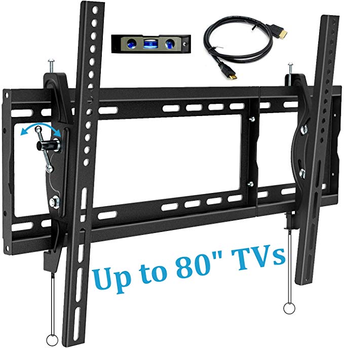 BLUE STONE TV Wall Mount Bracket, Tilt Swivel Mounting, 32-80 Inches with Max VESA 600X400 and 165lbs Loading, Fits 16", 18", 24" Studs Flat Screen TVs, Low Profile, HDMI Cable, Bubble Level Included