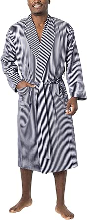 PajamaGram Mens Summer Robe with Pockets - Men Lightweight 100% Cotton Robe House Coat for Men, Men's Bathrobe