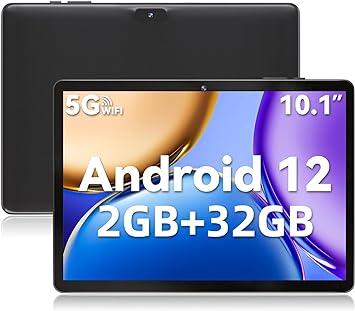 SGIN Tablet 10 Inch Tablets, Android 12 2GB ROM 32GB RAM, 5000mah Battery, Quad-Core Processor, 6MP Camera 5G WiFi IPS HD Touch Screen, WiFi(Black)