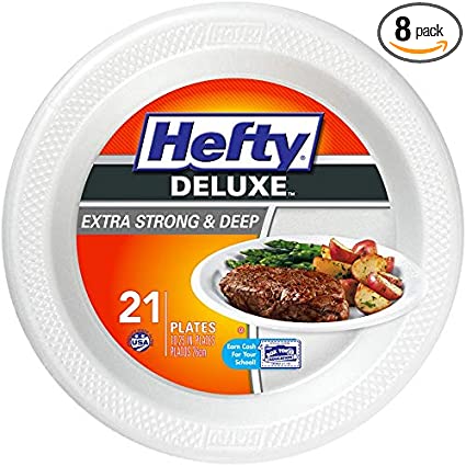 Hefty Deluxe Large Round Foam Party Plates, 8 Pack 21 (168 Total)