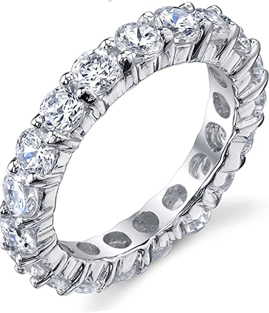 3.50MM Sterling Silver 925 Eternity Ring Engagement Wedding Band Ring with Cubic Zirconia CZ