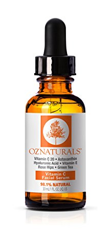 OZNaturals Vitamin C Facial Serum with Hyaluronic Acid. Best Anti Aging Face Serum, Natural Skin Care That Truly Works 98% Natural, 1 fl. Oz