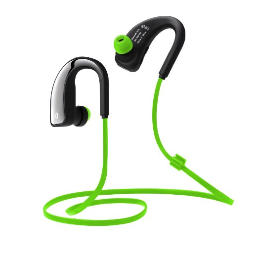 CHANDRAL Bluetooth Wireless Headsets, Anti-drop Design, the Latest CVC Noise-cancelling Technology   Metal Earbuds, Universal Device Compatibility (Green & Black)