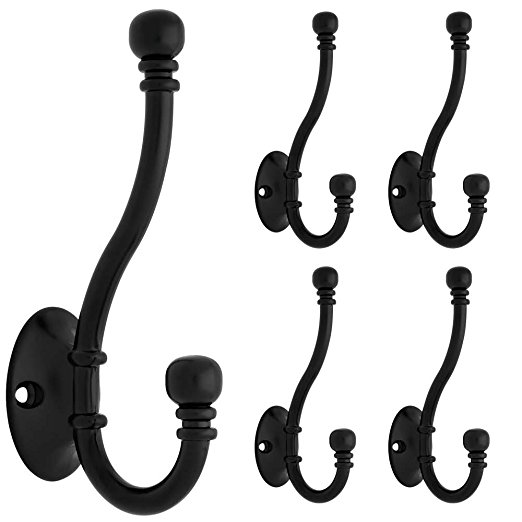 Franklin Brass FBCHHB5-FB-C Ball End Wall Coat and Hat Hook in Flat Black, (5-Pack)