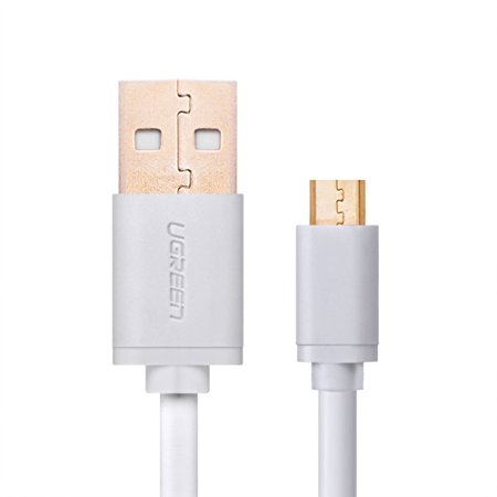 UGREEN Micro USB Cable High Speed USB 2.0 A Male to Micro B Sync & Charging Cable for for Samsung, Nokia ,HTC, Blackberry, Tablet PC, Android Tablets, Phones, and Windows Phones White, 10ft/3m