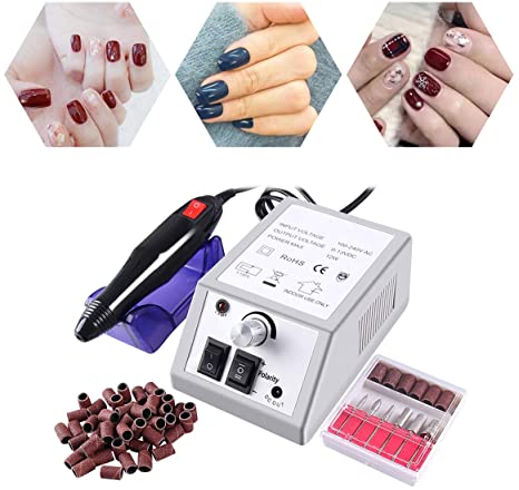 Electric Nail Drill Machine Nail File Drill Set Kit for Acrylic Nails, Buycitky with Sanding Bands,Gel Nail, Nail Art Polisher Sets Glazing Nail Drill Fast Manicure Pedicure (Rose)