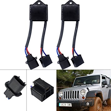 H4 to H13 Adapter Anti Flicker Harness Jeep JK LED Headlights Decoder Auto Computer Warning Canceller Capacitor Canbus Error Code Eliminator for any Jeep Wrangler 7inch Round LED Headlight