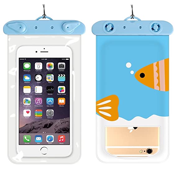 Swimbag Universal Waterproof Case Transparent PVC Waterproof Phone Pouch Dry Bag Protect iPhone X 8 7 6S Plus SE, Galaxy S6 S7, LG G5 and More (Cartoon Fish)
