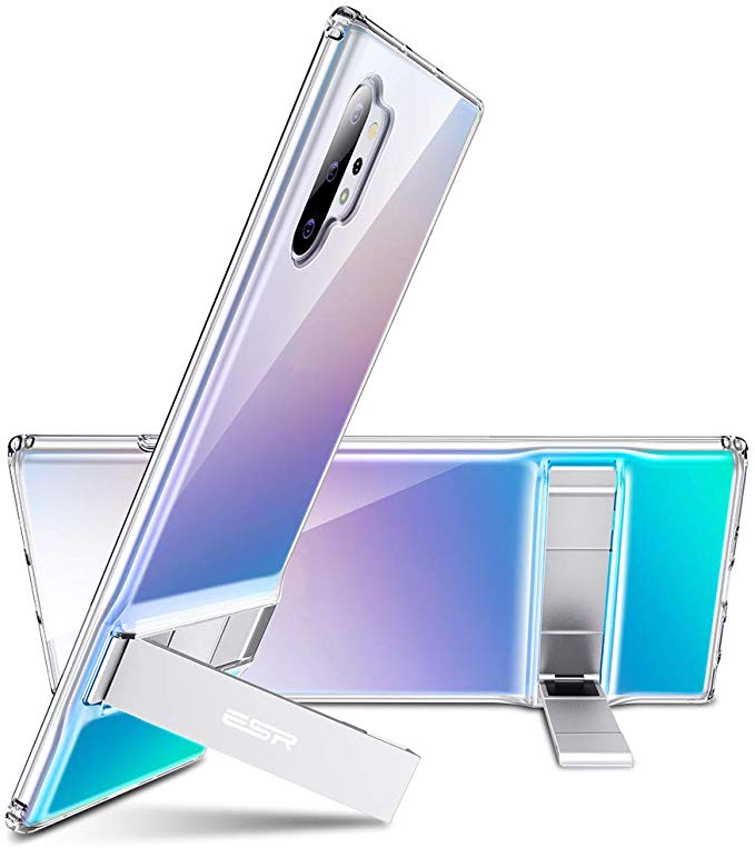 ESR Case Metal Kickstand for Samsung Note 10 Plus/Note 10 , Vertical and Horizontal Stand, Reinforced Drop Protection, Flexible TPU Case with Soft Back for Samsung Galaxy Note 10 Plus Clear