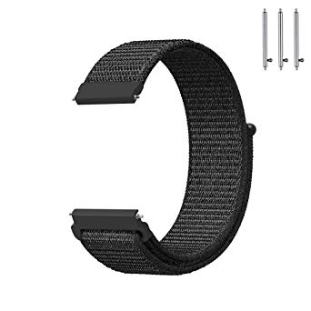 Mignova for Galaxy Wtach 46mm / Gear S3 Frontier Classic Smartwatch, 22mm Lightweight Breathable Woven Soft Nylon Loop Sport Band Replacement Accessories Wristbands Strap Smart Watch (Black)