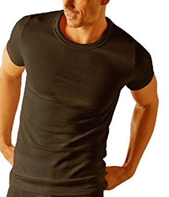 MENS THERMAL T SHIRT SHORT SLEEVED WARM VEST UNDERWEAR WHITE OR CHARCOAL S M L XL XXL