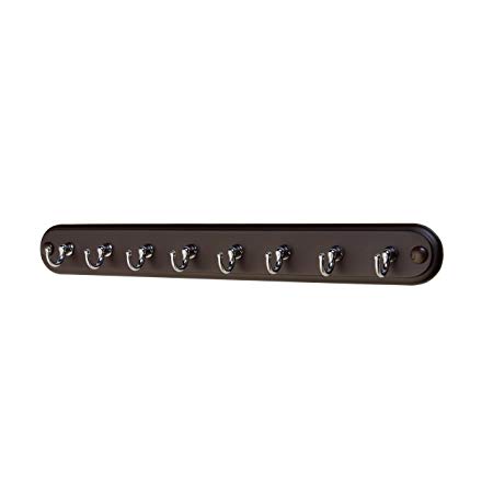 Modern Eight (8) Hook Key Rack by Weirwood (Espresso Wood/Chrome Hooks)