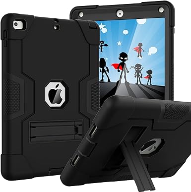 OKP Case for iPad 6th Generation/ipad 5th Generation/iPad 9.7 Inch (2018/2017 Model), Hybrid Shockproof Rugged Protective Cover for ipad 9.7 with Built-in Kickstand (Black)