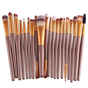 KOLIGHT Set of 20pcs Cosmetic Makeup Brushes Set Powder Foundation Eyeliner Eyeshadow Lip Brush for Beautiful Female (Gold)