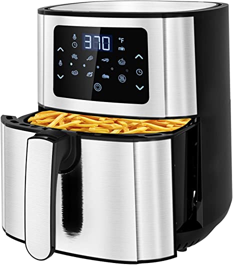 Air Fryer, 6 Quart Electric Hot Air Fryer Oven Oilless Cooker, BLUE STONE LCD Digital Screen and Nonstick Frying Pot,7 Presets, Preheat& Appointment,Keep Warm& Nonstick
