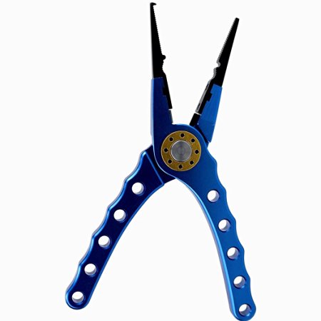 Goolan Fishing Pliers Aluminum Handle and Stainless Steel Claw 100% Corrosion Resistant Tungsten Carbide Cutting Tools Salt Water / Fresh Water Multi-Purpose Fishing Tool