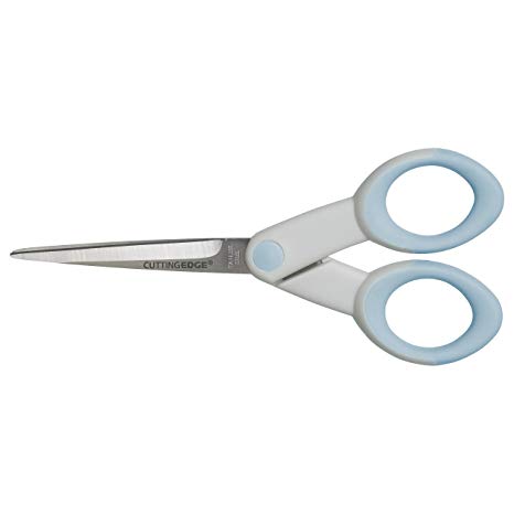 ECR4Kids ELR-13209-PBL Cutting Edge Ultra-Grip 6.5" Precision Stainless Steel Scissors, Heavy Duty for Offices, Home, School, Blue