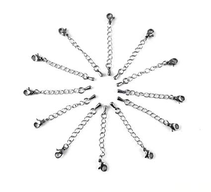 Honbay 12pcs Stainless Steel Necklace Extender Chain Jewelry Clasps