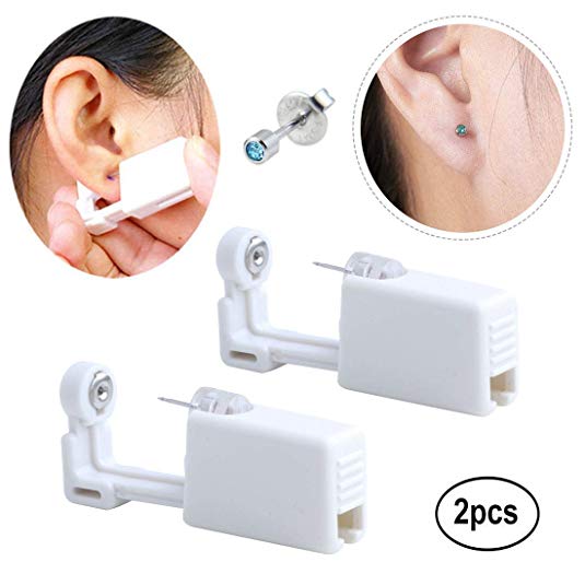 Hermosa Ear Piercing Gun Earring Disposable Ear Stud Gun Sterile No Pain Ear Piercing Gun 2 Pack