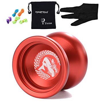 Authentic Magicyoyo N12 Shark Honor Unresponsive Yo-Yos with Bag  5 Strings   Glove, Professional, Metal, Toy Gift for Child, Red with White