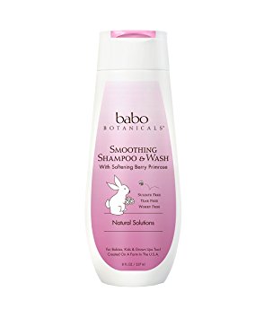 Babo Botanicals Smoothing Shampoo & Wash - Berry Primrose, 8 Ounce - Natural Sulfate Free Shampoo For Shine, Softness and Detangling