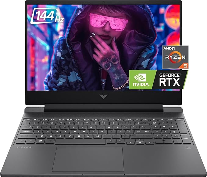 HP Newest Victus Gaming Laptop, 15.6" FHD 144Hz Display, AMD Ryzen 5 7535HS, 64GB DDR5 RAM, 1TB NVMe SSD, NVIDIA GeForce RTX 2050, Backlit Keyboard, WiFi 6, RJ-45, HDMI, Win 11, w/CUE Accessories