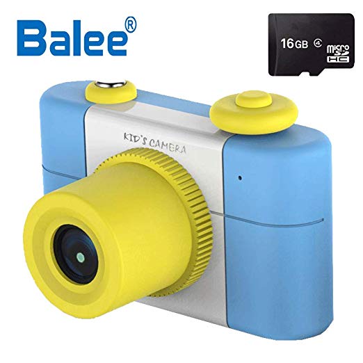 Balee Kids Digital Cameras 1.5 inch Screen Digital Video Cameras Creative DIY Selfie Camera for Kids with 16GB Memory SD Card (Blue)