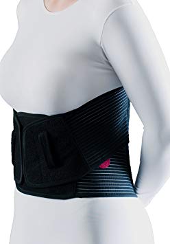 Compression Back Brace with Stabilizing Plastic Panels for Chronic Back Pain, Lumbar Support, and Spinal Instability (Black, LG/XL)