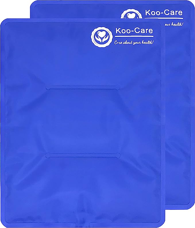 Koo-Care Extra Large Reusable Flexible Gel Ice Pack for Hot Cold Physical Therapy - Fit for Shoulder Arm, Back, Hip, Knee, Ankle, Foot Pain Relief, Sports Injuries, Swelling (XL, 11" x 14") Pack of 2