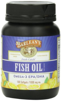 Barleans Organic Oils Fresh Catch Fish Oil 100 Softgels 1000 mg Orange