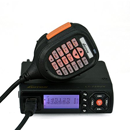 LUITON LT-725UV Dual Band Mobile Radio 25 watt High-Middle-Low Power Output with Free Programming Cable and Fan Backside VHF UHF FM Transceiver (Black)